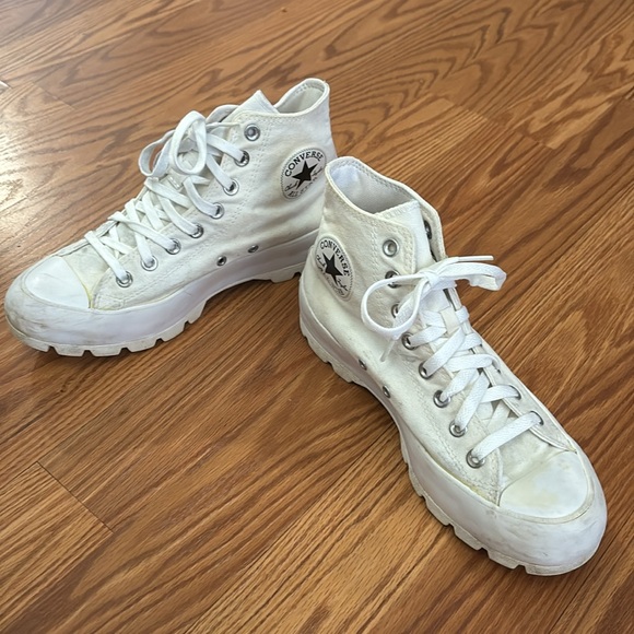 Converse White Lug Sole High Top Platform Sneakers Size 9 - Picture 2 of 10